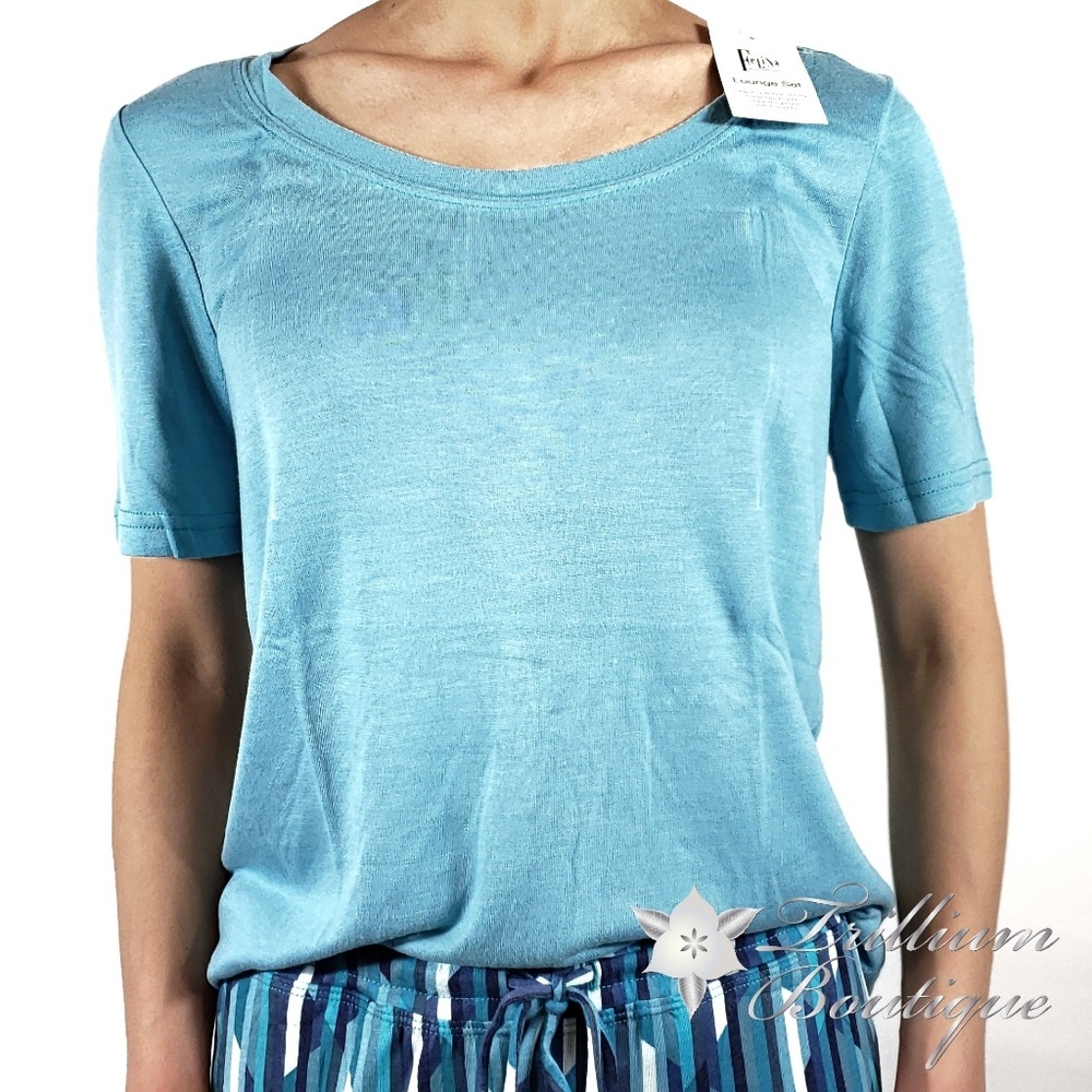Felina Women's Pajama Set Maui Blue Diamond Stripe - Picture 3 of 8